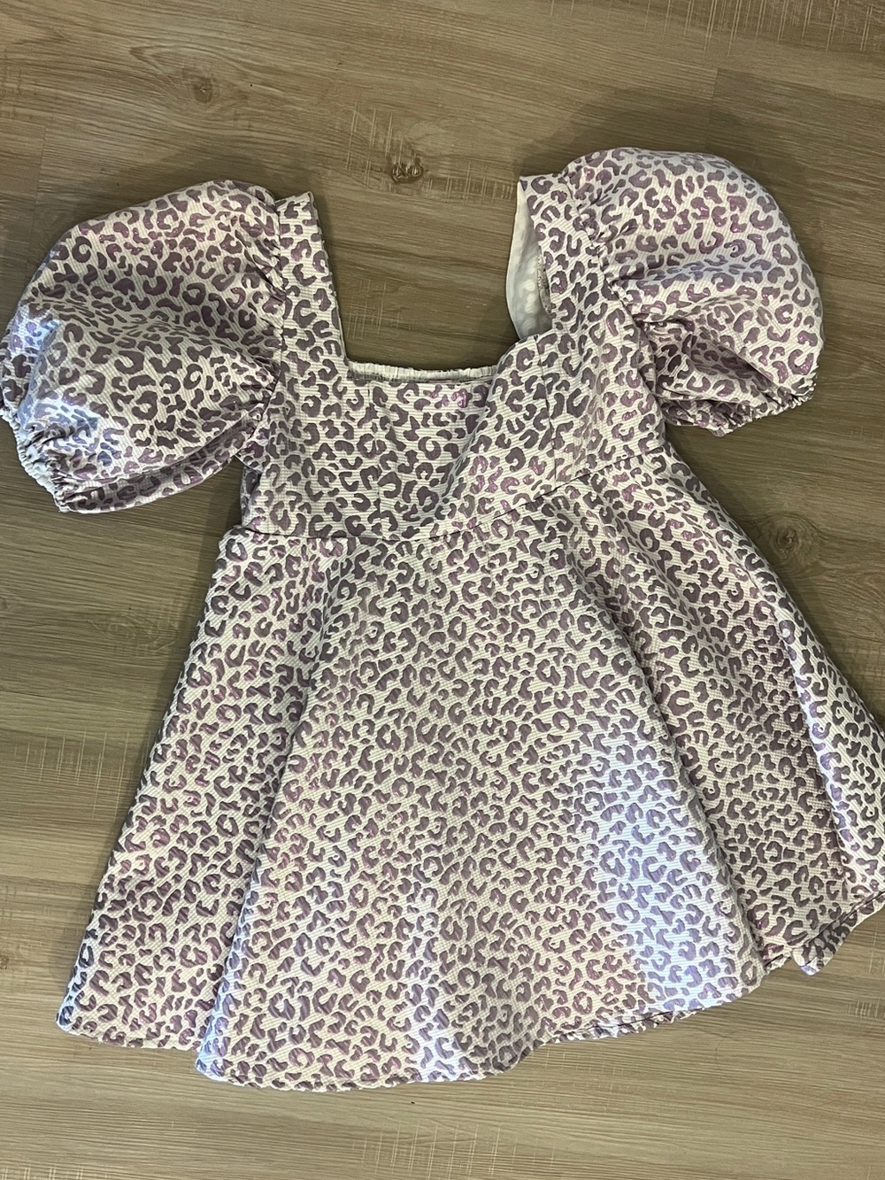 Buddy Love Lyla Lavender Leopard Puff-Sleeve Mini Dress